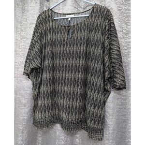 Maurices Women's Top Size Plus 2 Short Sleeve Elastic Waist‎ Black/White W/Tank